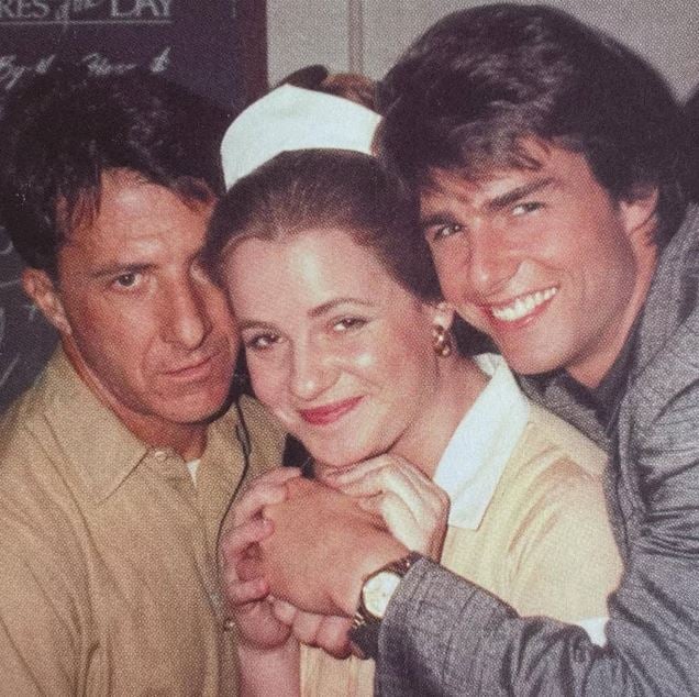 Bonnie Hunt (center) with Tom Cruise (right) during the shoot of her debut film, Rain Man