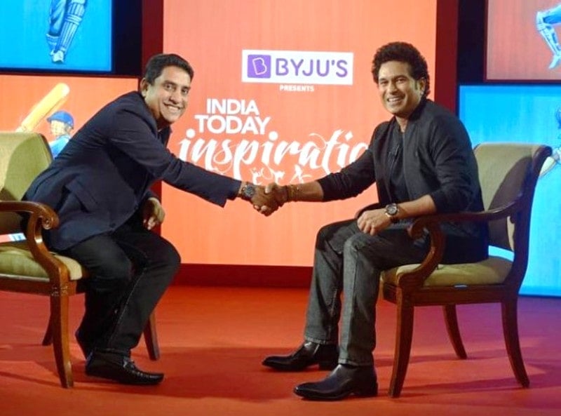 Boria Majumdar with Sachin Tendulkar