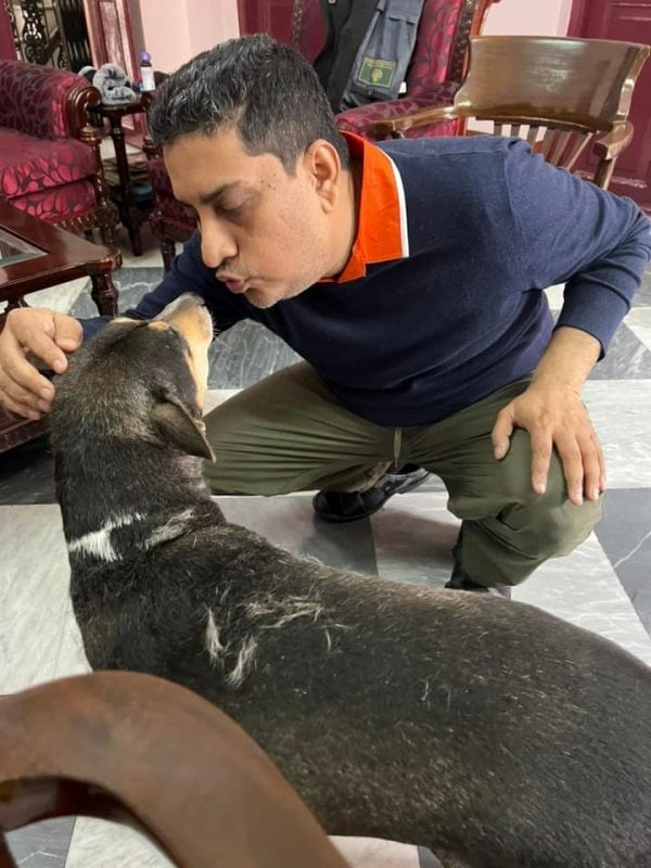 Boria Majumdar with his pet dog named Kalu