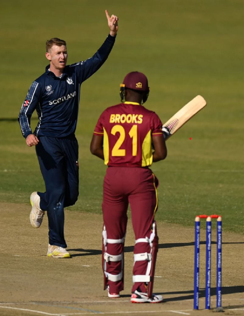 Brandon McMullen batting during the ODI match against West Indies