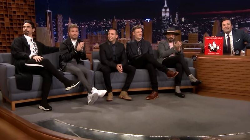 Brian Littrell (second from the left), along with other Backstreet Boys members, on the show 
