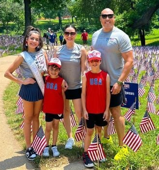 Brooklyn Rivera and her family at the Memorial Day March by the organisation, Carry The Load