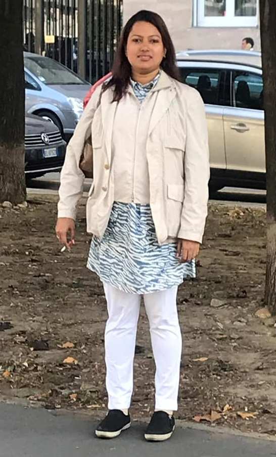 Bulbul Saha while smoking a cigarette