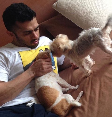 Bunty Sajdeh with his pet dogs