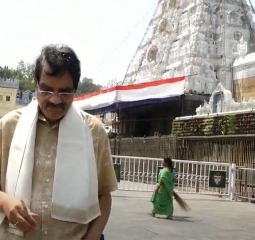C. Aswani Dutt in a temple