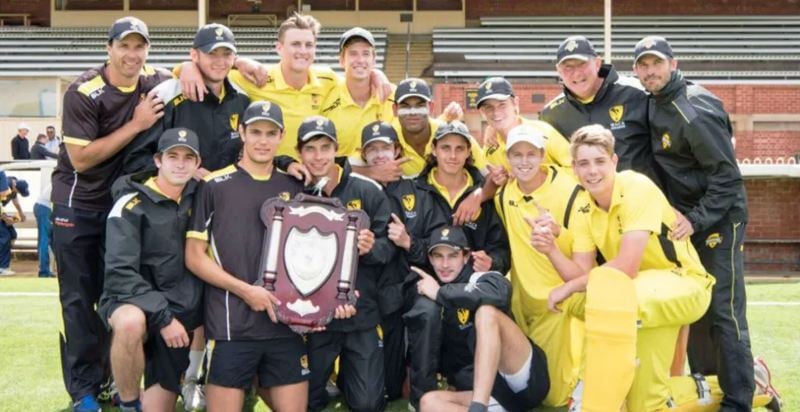 Cameron Green posing with his other team members of Western Australia after winning the 2016-17 Under-19 Nationals