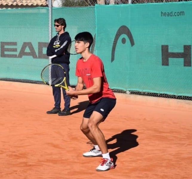 Carlos Alcaraz practicing during his early teens