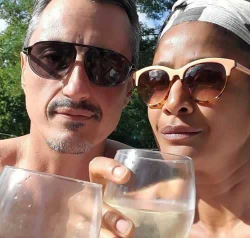 Carol Gracias on a holiday with her husband