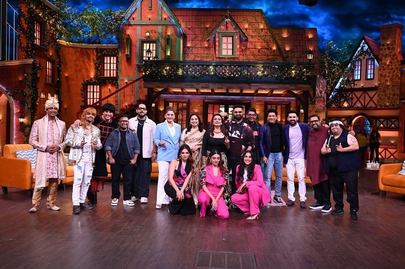 Shivam Mahadevan (fifth from right) during an episode of The Kapil Sharma Show
