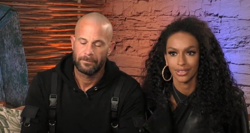 Cecilia Asoro with Markus in a still from thhe German reality show Prominently Separated – The Villa of the Exes (2022)