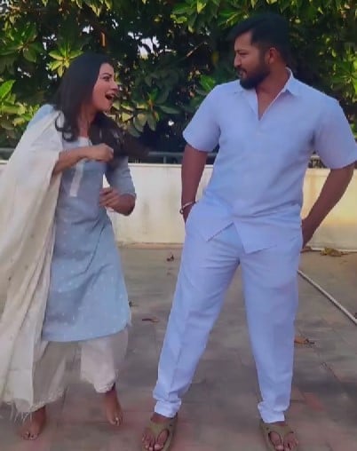 Chandana Raghavendra while dancing with her co-actor