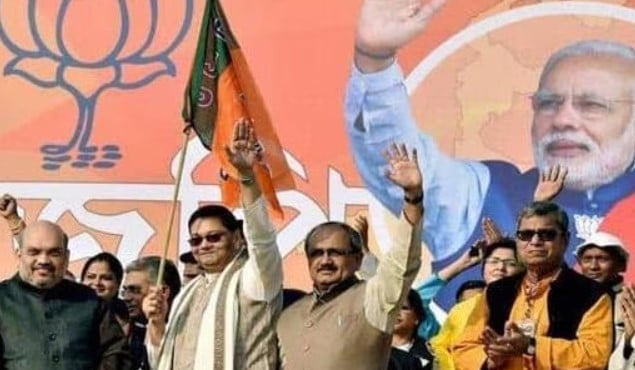 Chandra Kumar Bose after joining the BJP in 2016