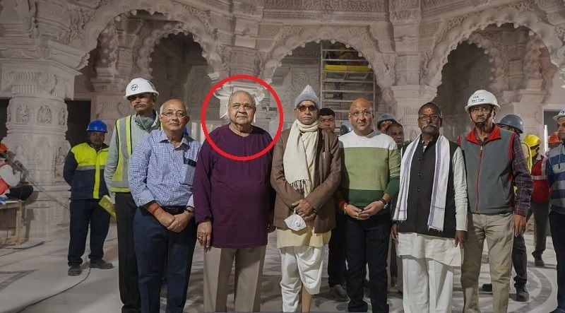 Chandrakant Sompura at the construction site of Ram Mandir