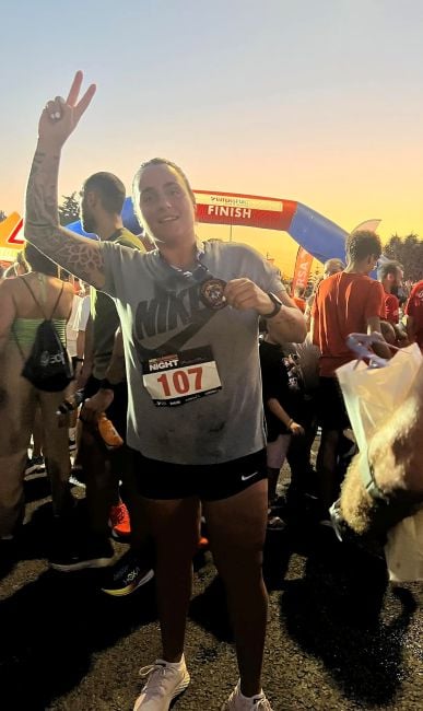 Chanelle Agius after completing her 5K run