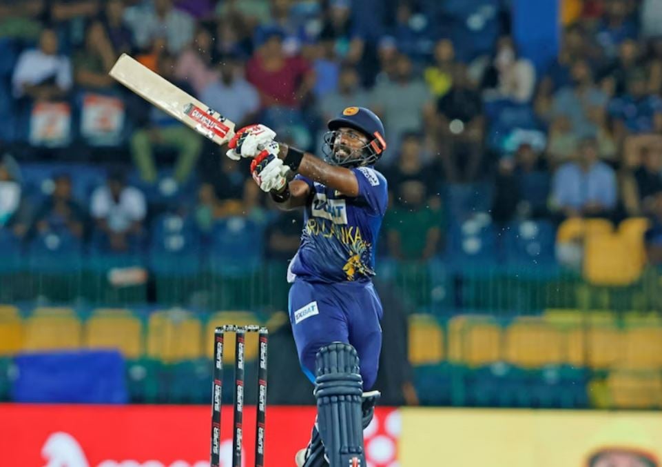 Charith Asalanka during a cricket match