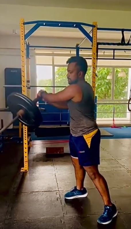 Charith Asalanka during his workout session