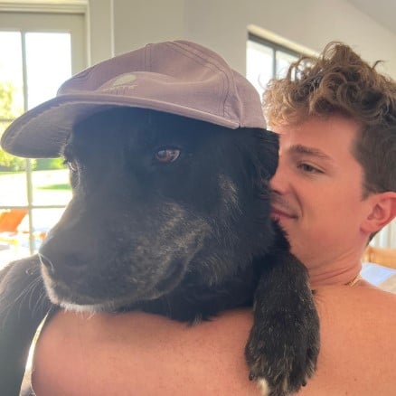 Charlie Puth with his pet dog