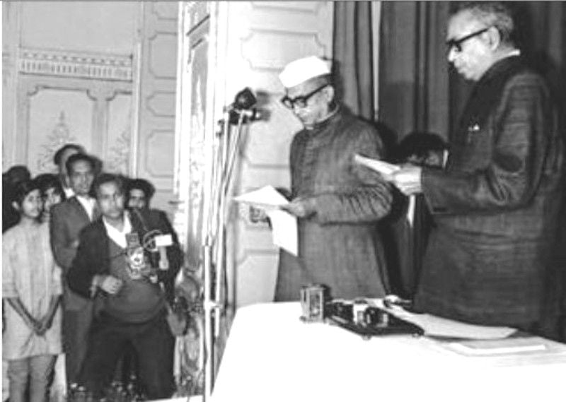 Chaudhary Charan Singh taking oath as Chief Minister of Uttar Pradesh