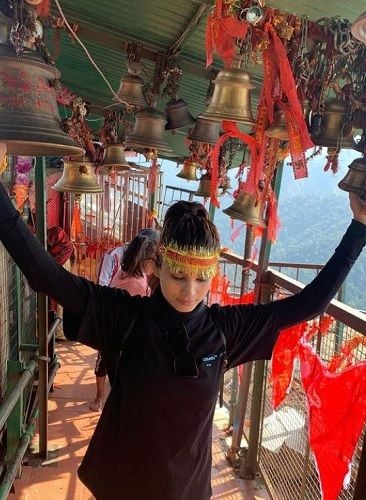 Chetna Pande at a temple