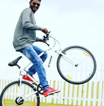 Chikkanna while enjoying a cycle ride