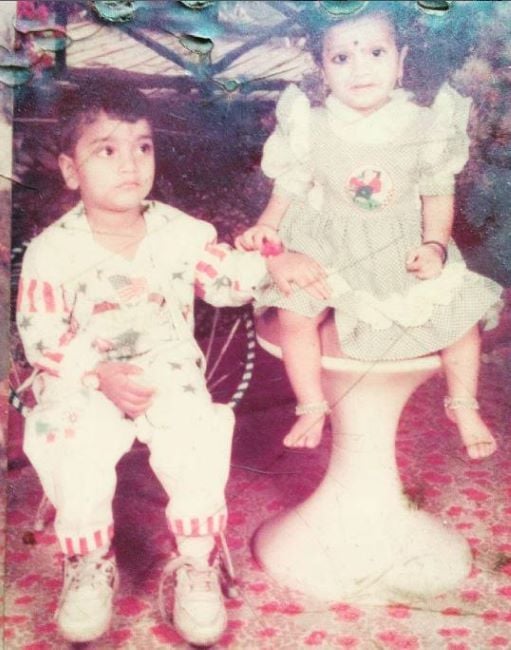 Childhood image of Pranali (right) with Akshay Bhalerao