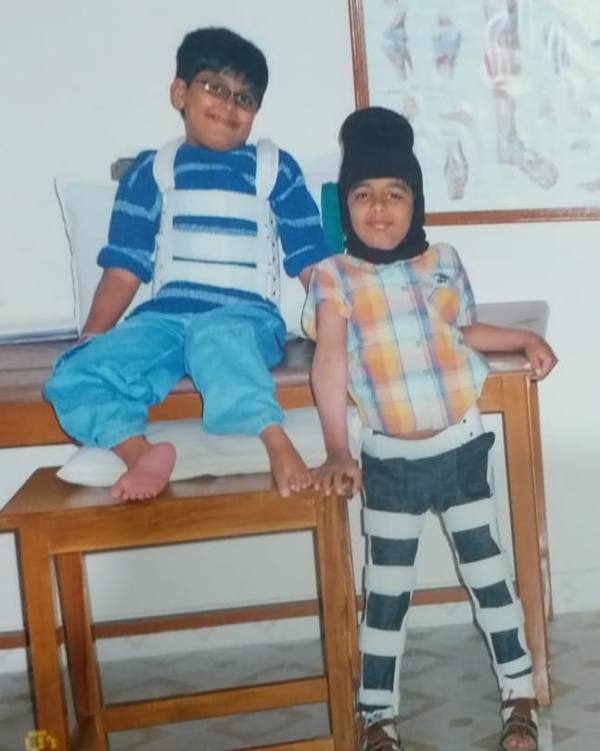 Childhood photo of Karn Shah and his brother