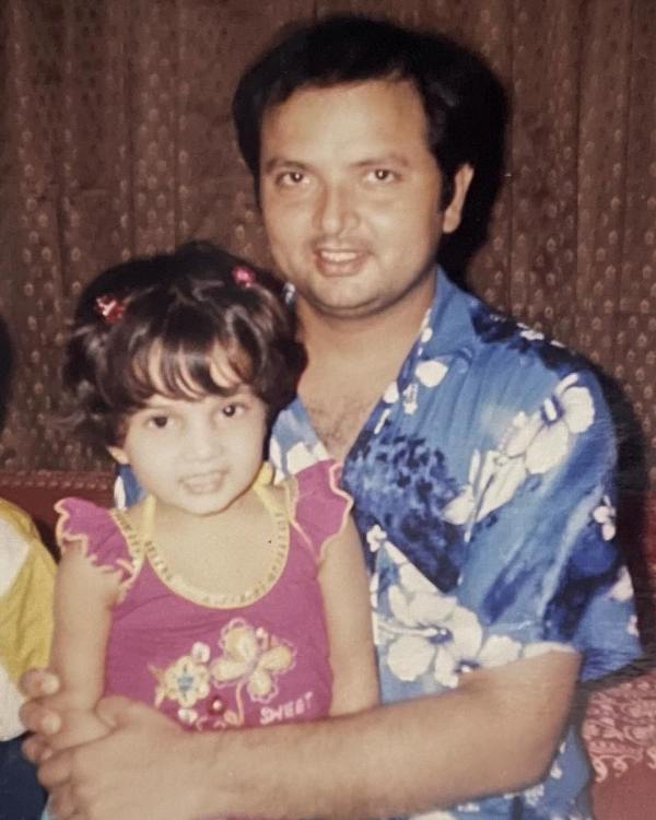 Childhood photo of Rabeeca Khan with her father