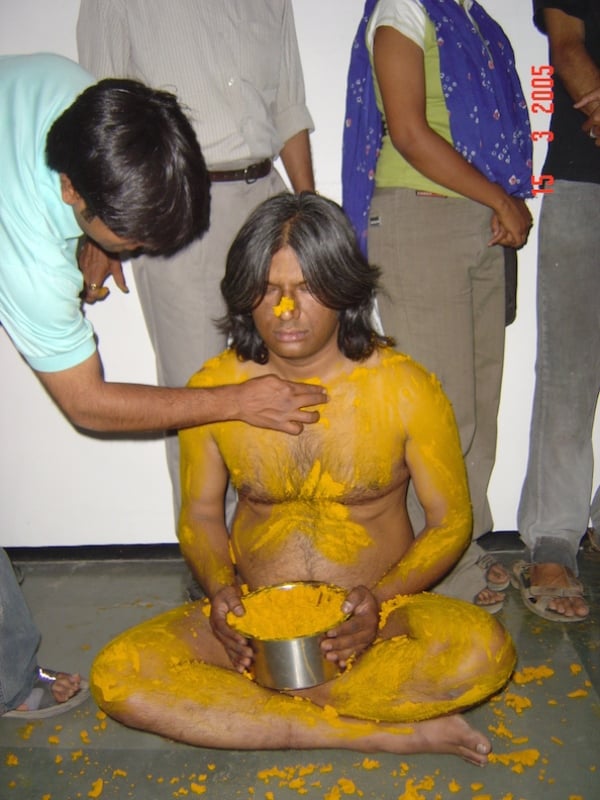 Chintan Upadhyay performing in Gujarat for his Gujarat riots performance