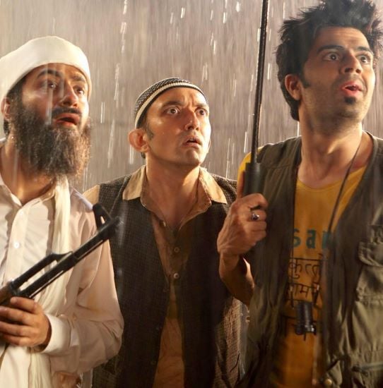 Chirag Vohra (middle) in a scene from the film Tere Bin Laden Dead or Alive