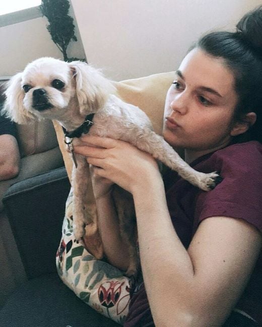 Chloe East with her dog Lola East