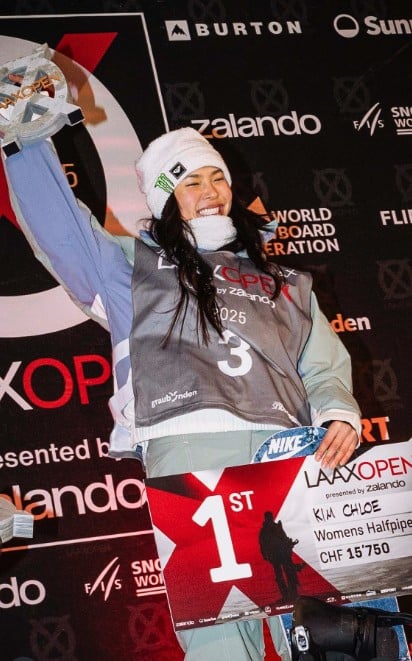Chloe Kim after winning a Laax Open championship