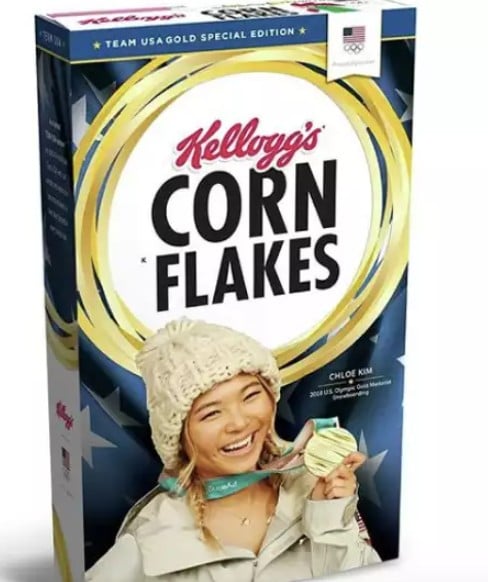 Chloe Kim on the cover of Kellogg
