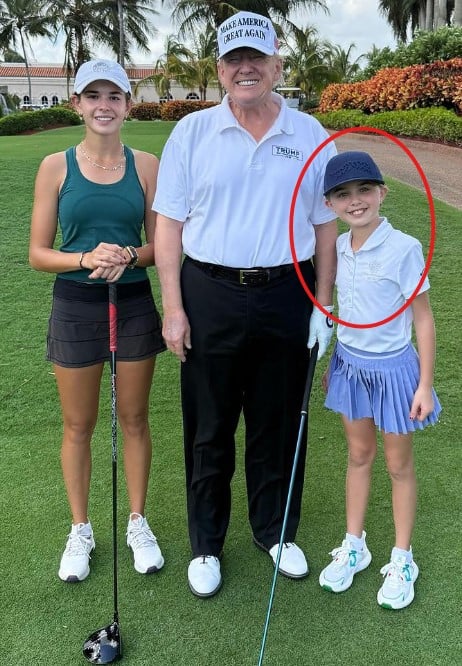 Chloe Sophia Trump with her grandfather and elder sister, Kai Trump