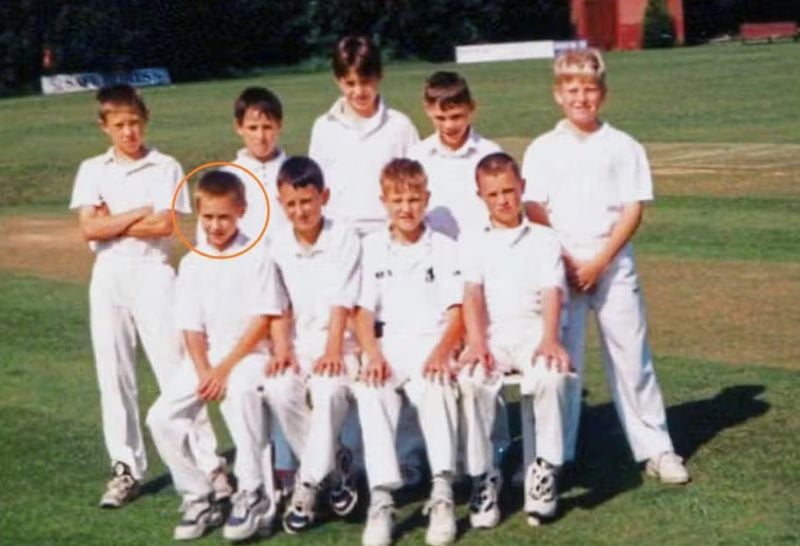 Chris Woakes aged eight with fellow cricketers at Aston Manor Cricket Club