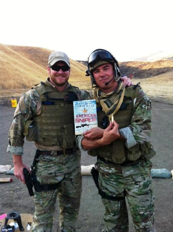 Chris with Dean on the sets of Stars Earn Stripes
