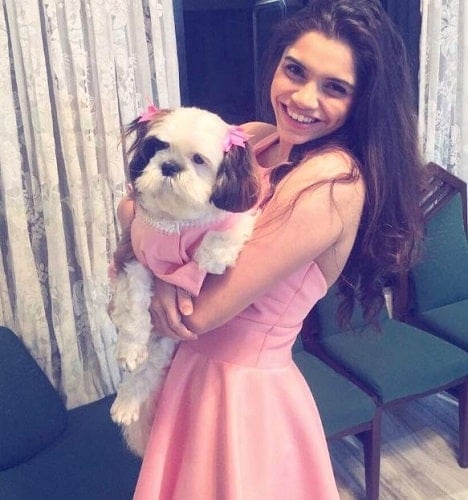 Chrisann Pereira with her pet dog