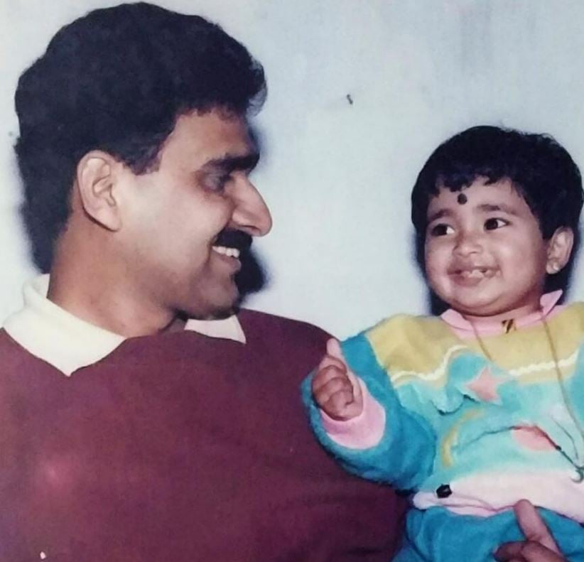 Christeena Biju in childhood with her father