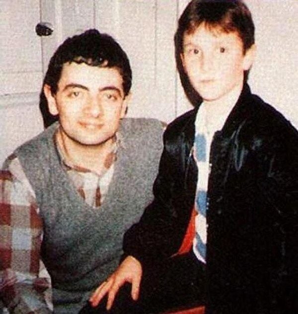Christian Bale with Rowan Atkinson