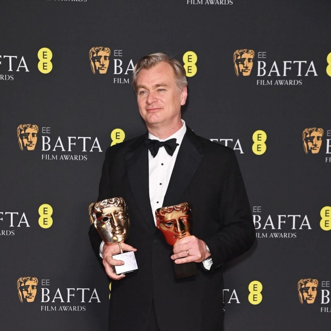 Christopher Nolan after winning awards at the at the 77th British Academy Film Arts Awards (BAFTA)