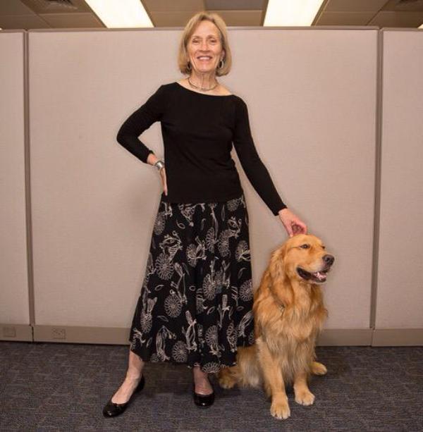 Claudia Goldin with her dog