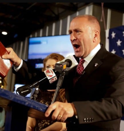 Clay Higgins speaking during a political campaign
