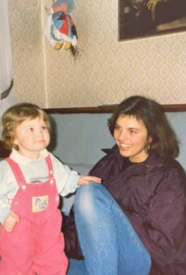 Corinna Frank with her mother during her childhood