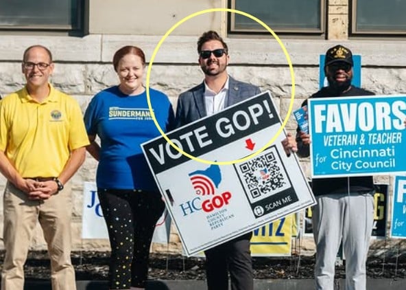 Cory Bowman posing during a political campaign