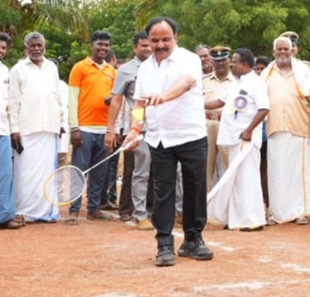 D Sudhakar while playing badminton