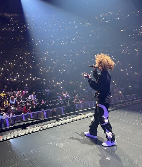 D4vd while performing an opening act for musician SZA at her SOS tour