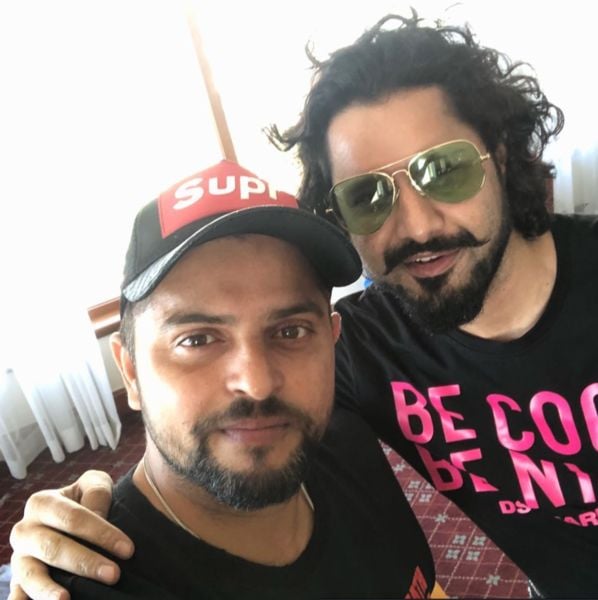 DJ Rohit Gida (right) with Indian cricketer Suresh Raina