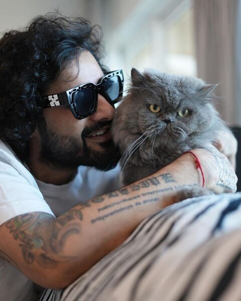 DJ Rohit Gida with his pet cat
