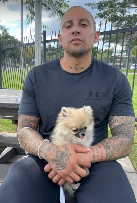 DJ Warras with his pet dog