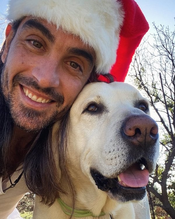 Dada Taiano with his pet dog