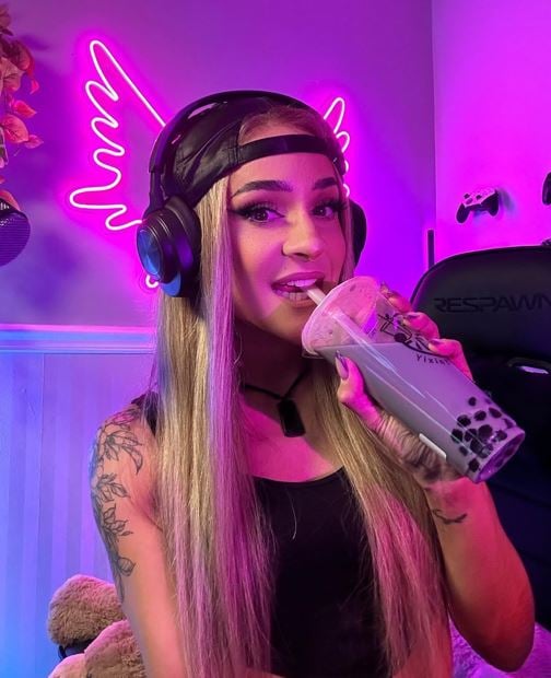 Dakota Kai during a Twitch live streaming session